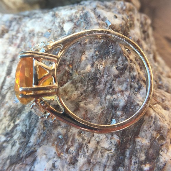 Genuine Burmese Amber .925 Ring RARE 16mm Fat Pear Sterling Silver Natural - Picture 5 of 16